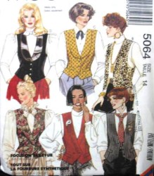 5064  MCCALLS TUX, FAUX FUR, 1-2 BREASTED VESTS PATTERN 14,12, 6, CHOICE uncut